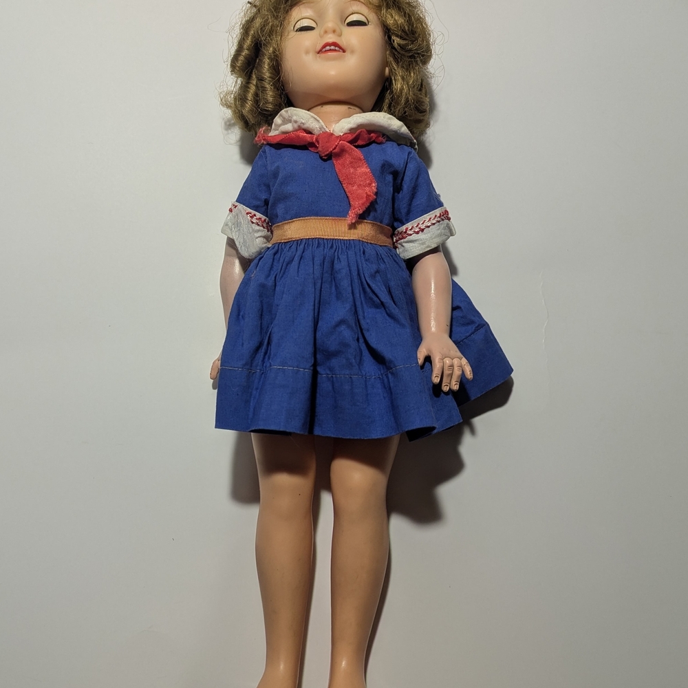Vintage 1950's Shirley Temple Ideal Doll ST171 Blue Sailor Dress 18 Inch